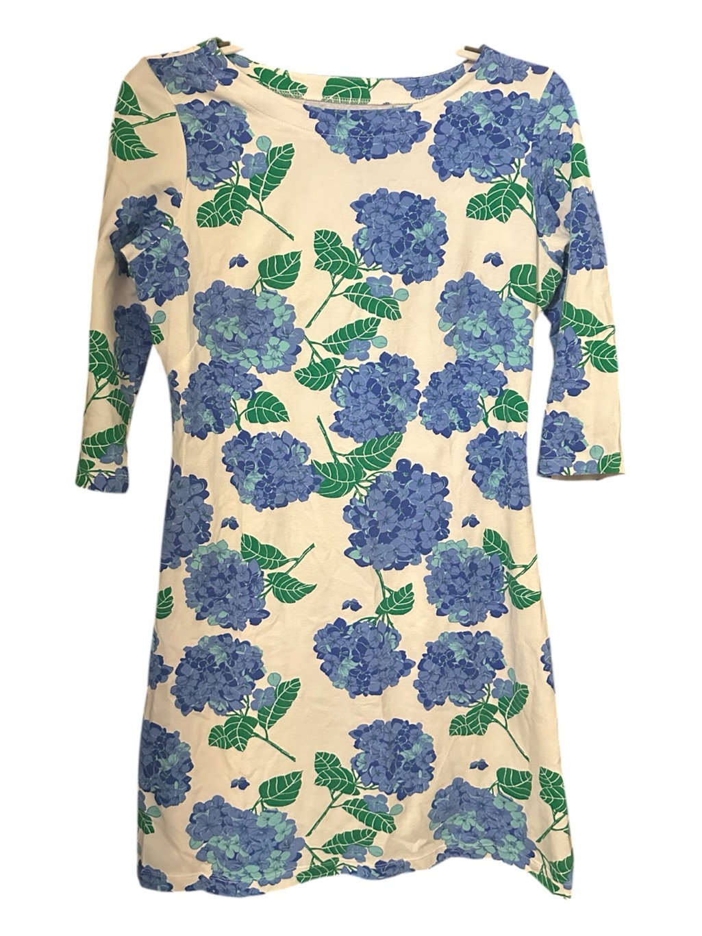 Mahi Gold Hydrangea Walk In Blue Half Sleeve Cotton Dress M